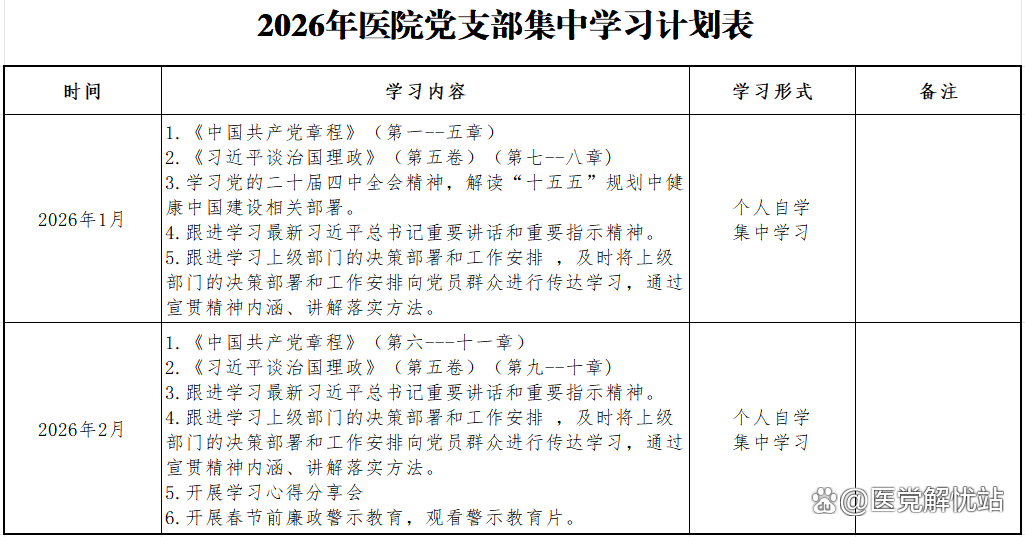 学习计划表〃2016年党支部学习计划表-第2张图片